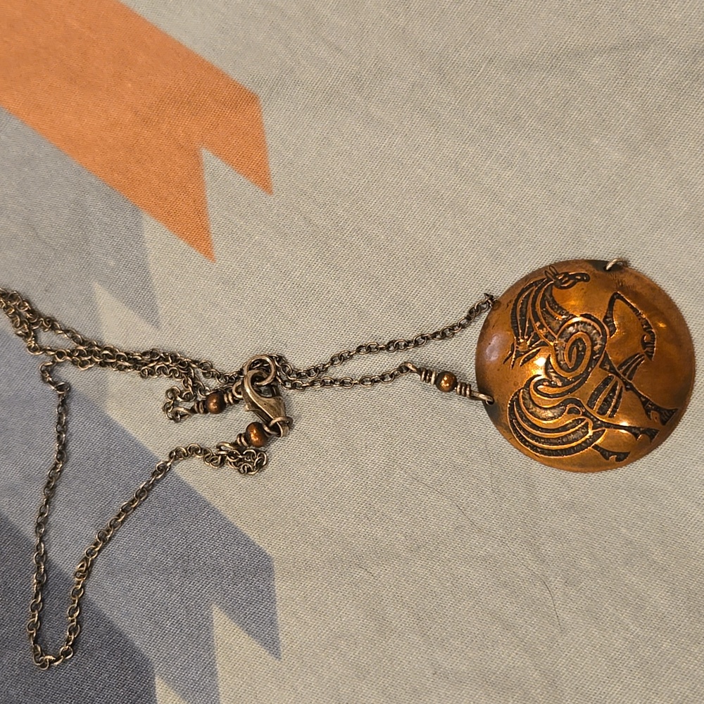 Beautiful Copper Horse Pendant Necklace 18"